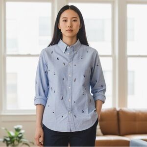Women’s Polo Ralph Lauren Long Sleeve “Nautical Themed” Shirt Size Large